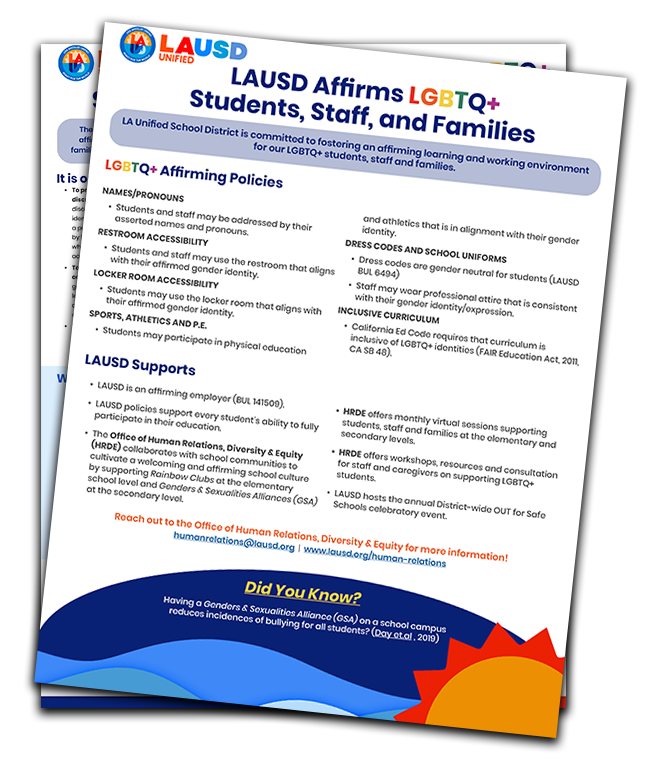 LAUSD Affirms LGBTQ+ handouts