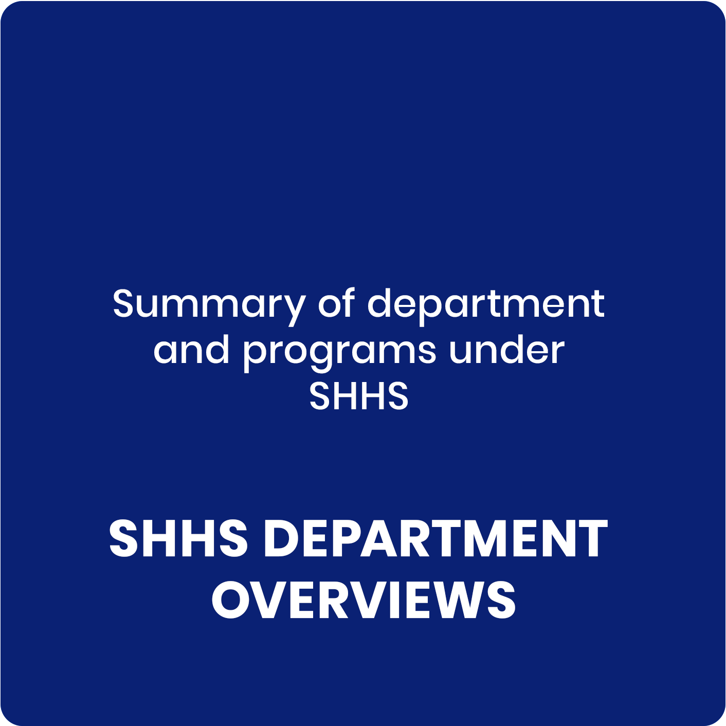  SMHWS Department Overviews