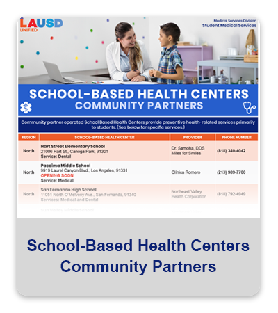 School-Based Health Centers - Community Partners - Flyer
