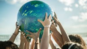 Hands holding up Earth