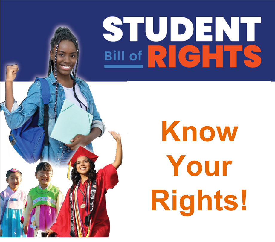   Pictures of students next to Know Your Rights message.