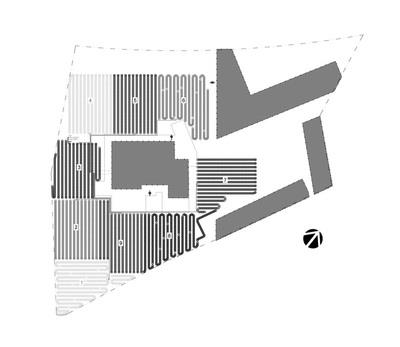 Site plan showing the layout of the geothermal system