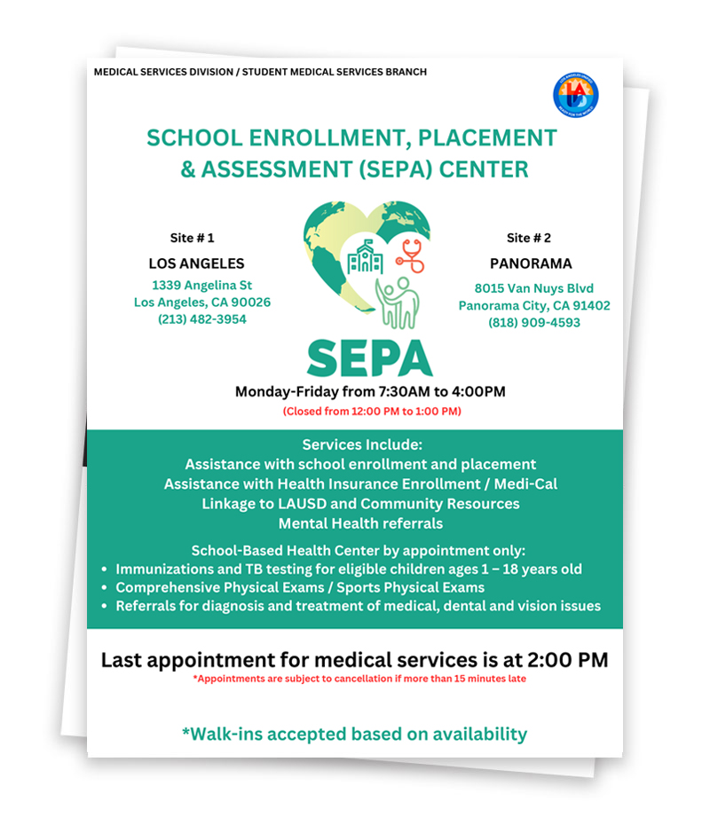 SEPA Center Flyers - English and Spanish